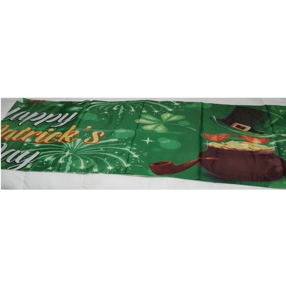 St. Patrick’s Day Banner Sign 120" x 20" Polyester with Grommets & Ribbon String - Picture 4 of 11